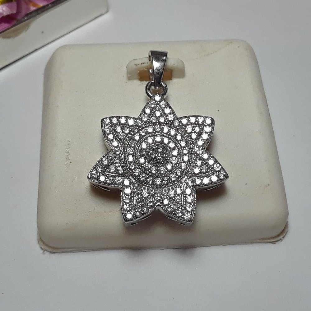 .55ctw CZ Star & cut out sides 925 Pendant#15853
